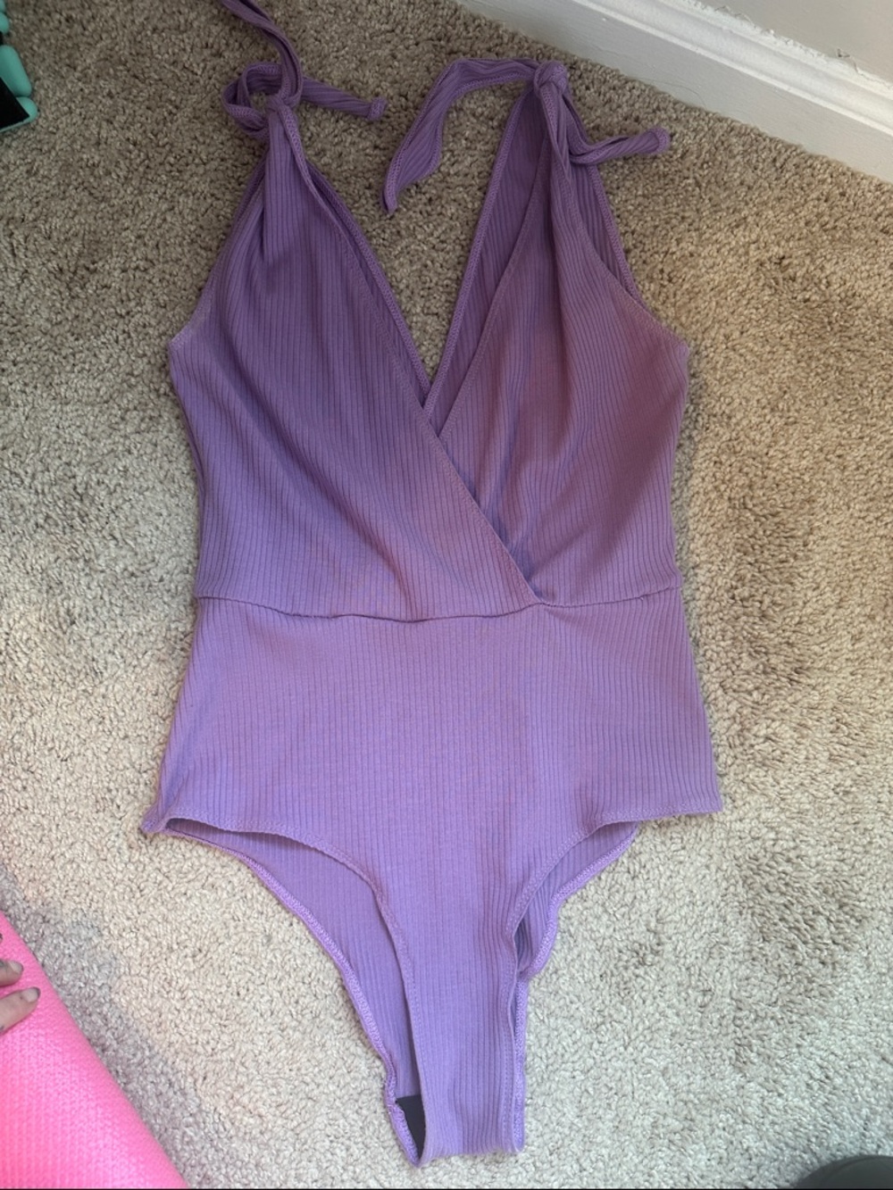 Reformation Lilac Ribbed bodysuit